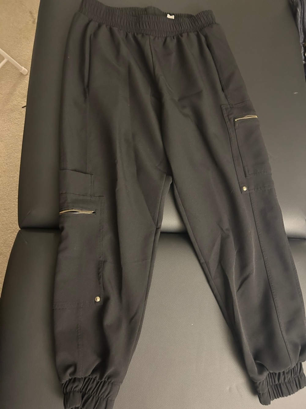 Zara Black Cargo Jogger Pants with Zip and Flap Pockets